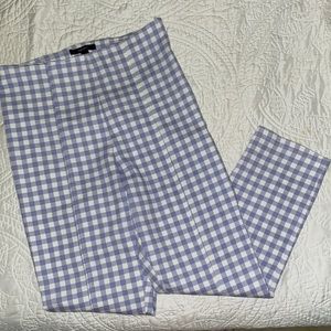 Powder blue and white gingham slacks pant